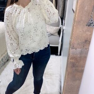 Blu pepper white boho lace top size medium